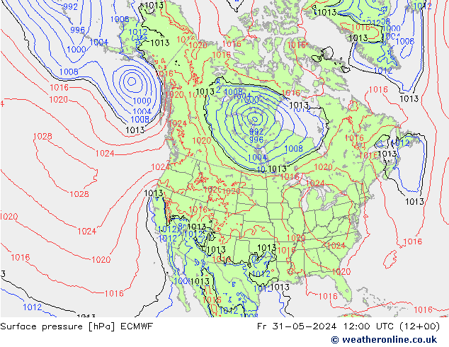 地面气压 ECMWF 星期五 31.05.2024 12 UTC