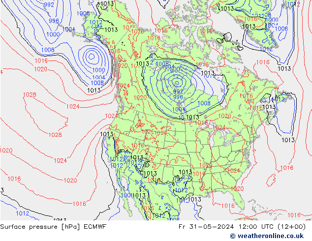 Atmosférický tlak ECMWF Pá 31.05.2024 12 UTC