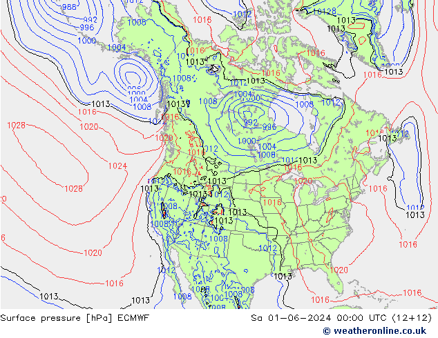 Atmosférický tlak ECMWF So 01.06.2024 00 UTC