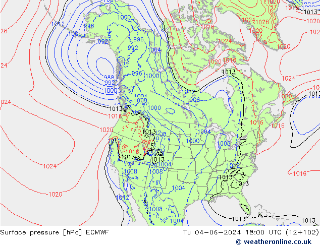 Bodendruck ECMWF Di 04.06.2024 18 UTC