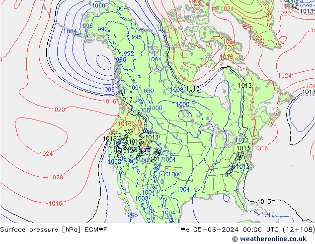 pressão do solo ECMWF Qua 05.06.2024 00 UTC