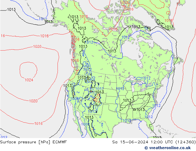 Luchtdruk (Grond) ECMWF za 15.06.2024 12 UTC