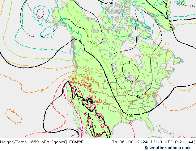 Height/Temp. 850 гПа ECMWF чт 06.06.2024 12 UTC