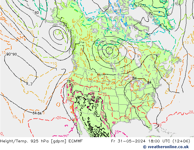 Height/Temp. 925 hPa ECMWF 星期五 31.05.2024 18 UTC