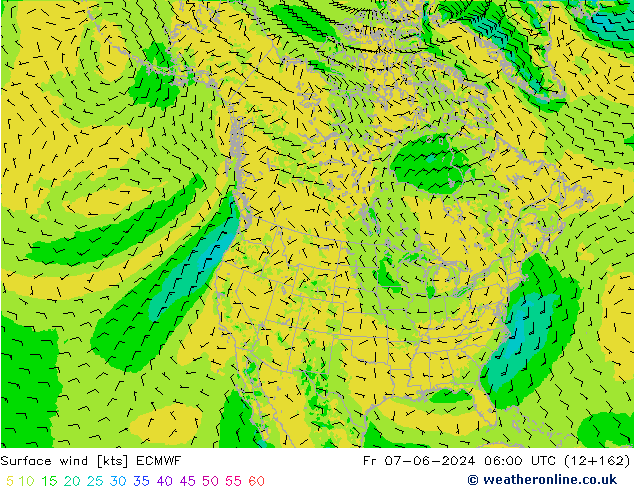 Surface wind ECMWF Fr 07.06.2024 06 UTC