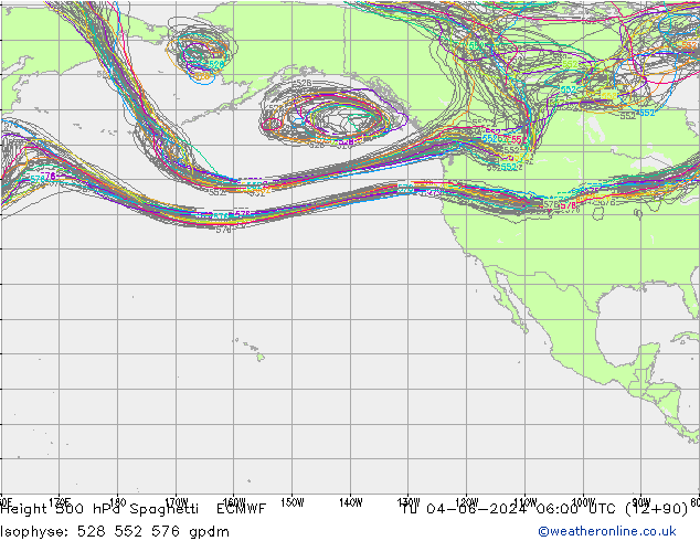 Height 500 hPa Spaghetti ECMWF Tu 04.06.2024 06 UTC