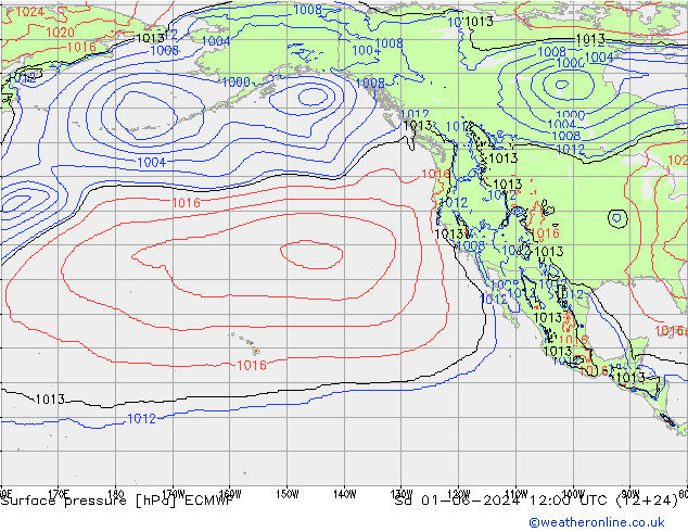 Surface pressure ECMWF Sa 01.06.2024 12 UTC