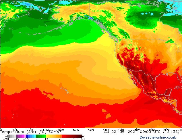 Temperatura (2m) ECMWF Dom 02.06.2024 00 UTC