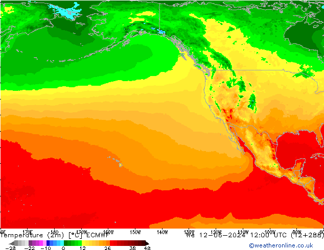 Temperature (2m) ECMWF We 12.06.2024 12 UTC