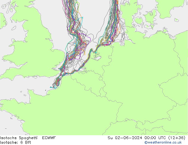 Eşrüzgar Hızları Spaghetti ECMWF Paz 02.06.2024 00 UTC