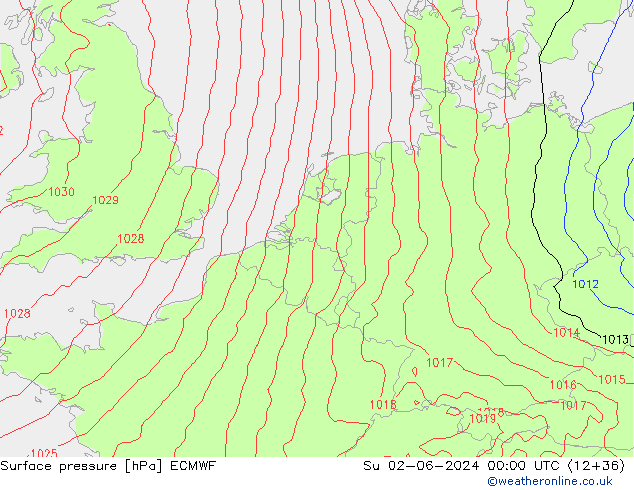 Bodendruck ECMWF So 02.06.2024 00 UTC