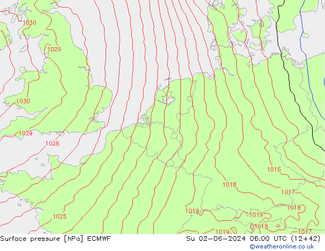 Bodendruck ECMWF So 02.06.2024 06 UTC