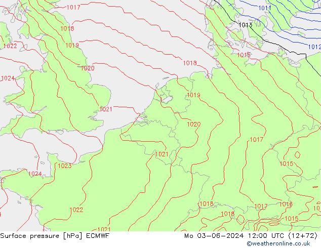 Pressione al suolo ECMWF lun 03.06.2024 12 UTC