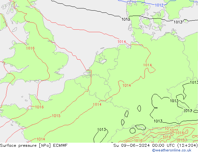 Surface pressure ECMWF Su 09.06.2024 00 UTC