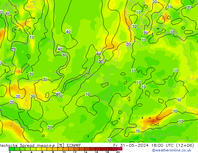 Izotacha Spread ECMWF pt. 31.05.2024 18 UTC