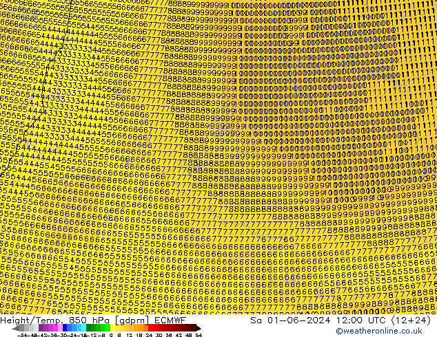 Height/Temp. 850 hPa ECMWF Sa 01.06.2024 12 UTC