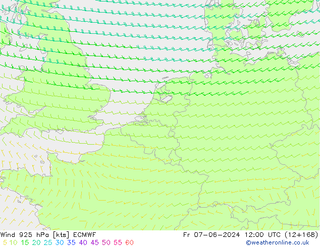 Viento 925 hPa ECMWF vie 07.06.2024 12 UTC