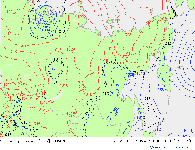 Luchtdruk (Grond) ECMWF vr 31.05.2024 18 UTC