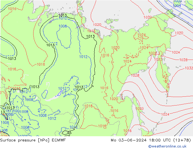 Pressione al suolo ECMWF lun 03.06.2024 18 UTC