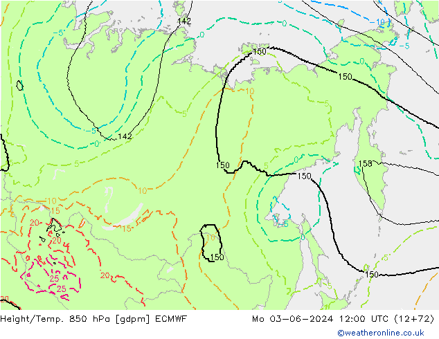 Géop./Temp. 850 hPa ECMWF lun 03.06.2024 12 UTC