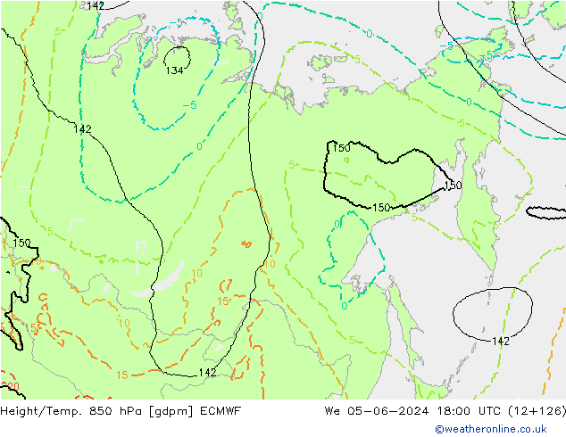 Hoogte/Temp. 850 hPa ECMWF wo 05.06.2024 18 UTC