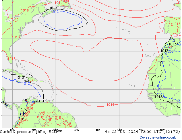 Pressione al suolo ECMWF lun 03.06.2024 12 UTC