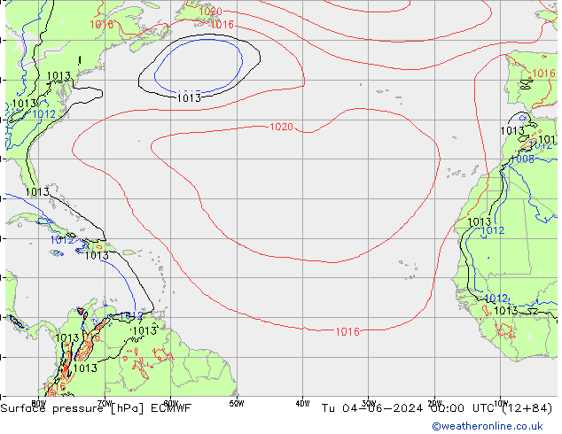 Yer basıncı ECMWF Sa 04.06.2024 00 UTC