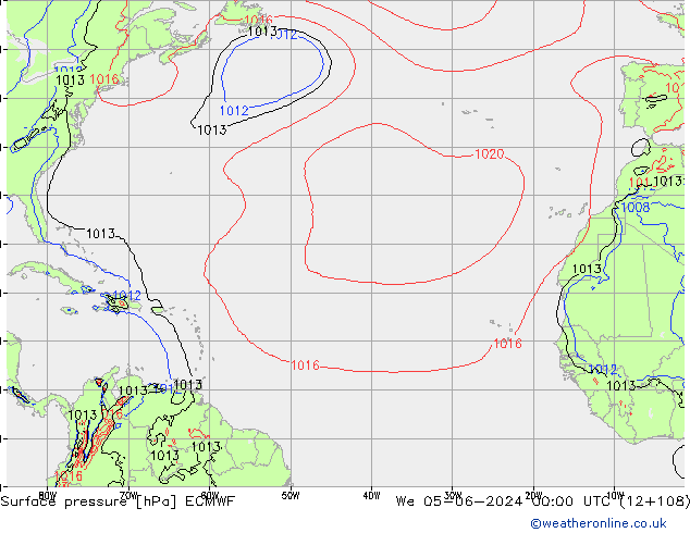 Surface pressure ECMWF We 05.06.2024 00 UTC