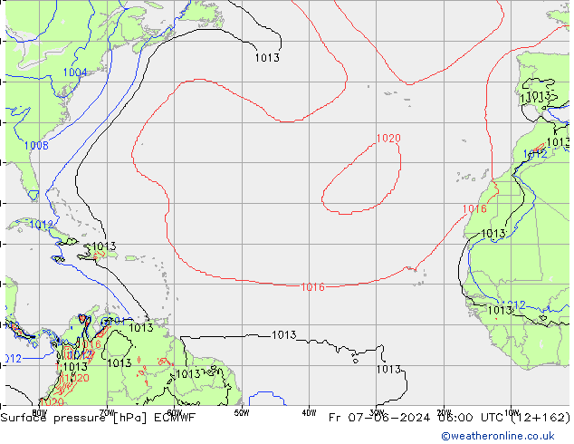 Surface pressure ECMWF Fr 07.06.2024 06 UTC