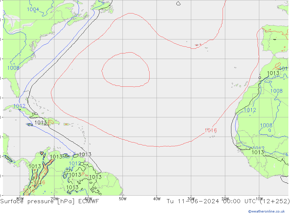 Luchtdruk (Grond) ECMWF di 11.06.2024 00 UTC