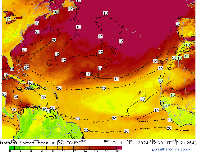 Isotachs Spread ECMWF  11.06.2024 12 UTC