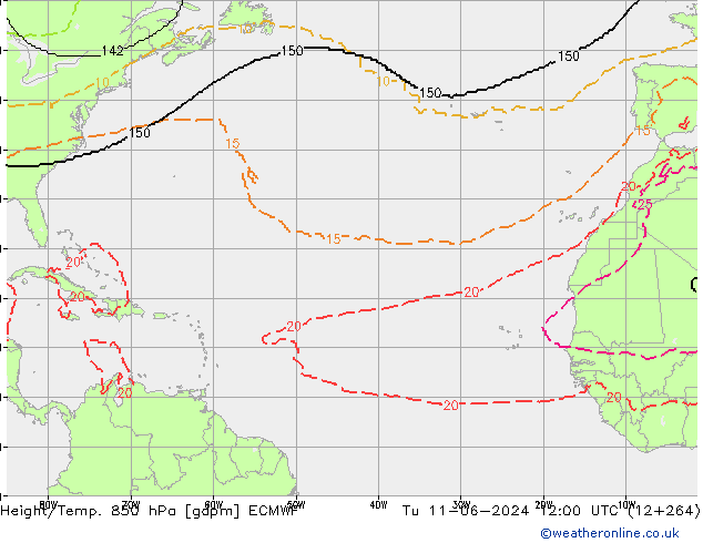 Height/Temp. 850 hPa ECMWF  11.06.2024 12 UTC