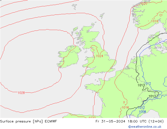 Surface pressure ECMWF Fr 31.05.2024 18 UTC