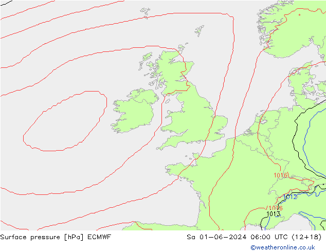 Atmosférický tlak ECMWF So 01.06.2024 06 UTC