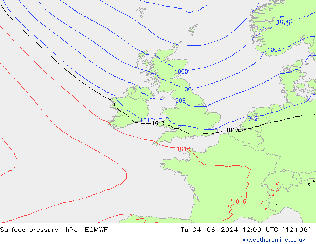 Yer basıncı ECMWF Sa 04.06.2024 12 UTC