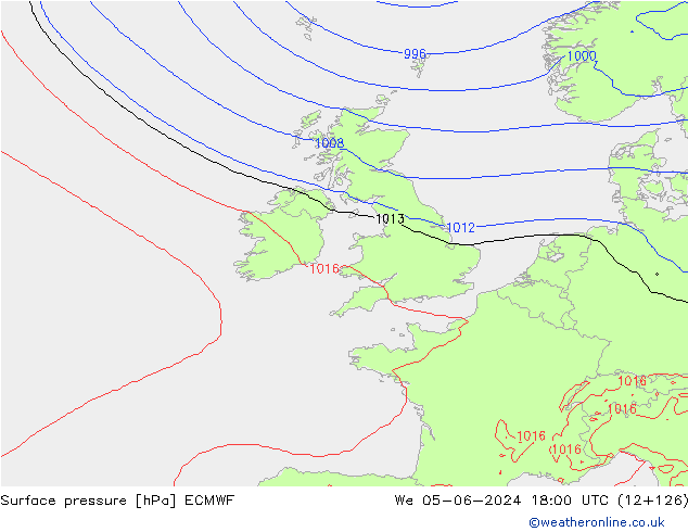 pressão do solo ECMWF Qua 05.06.2024 18 UTC