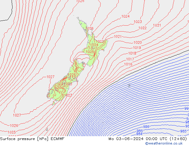 Atmosférický tlak ECMWF Po 03.06.2024 00 UTC