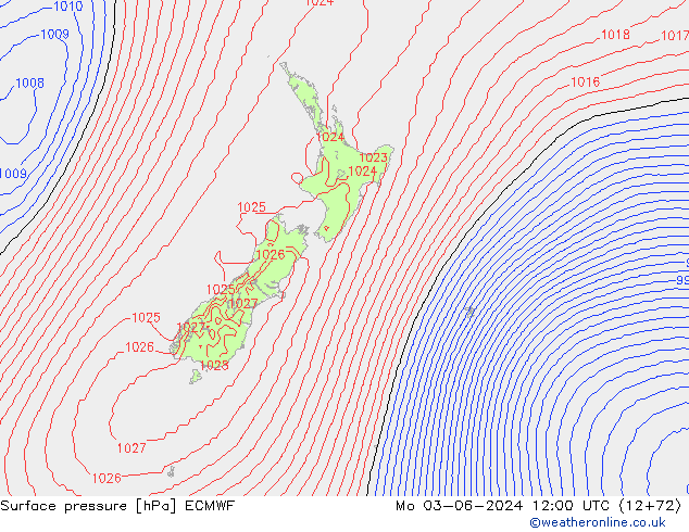 Pressione al suolo ECMWF lun 03.06.2024 12 UTC