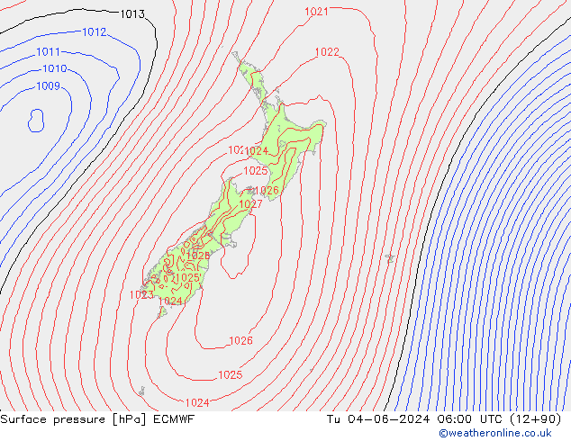 Atmosférický tlak ECMWF Út 04.06.2024 06 UTC