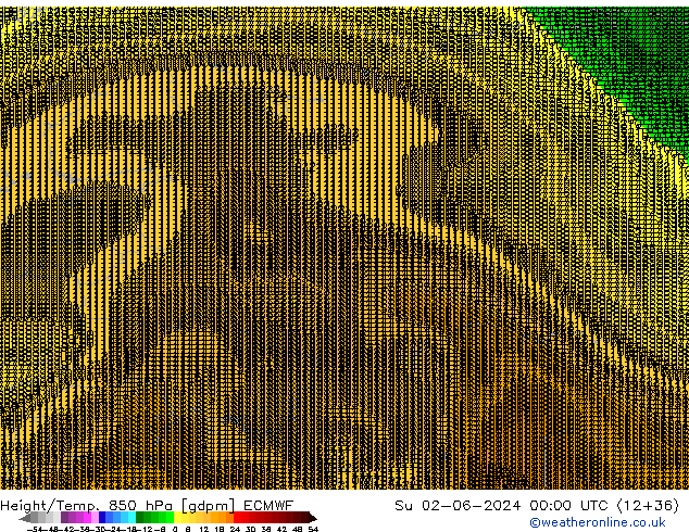 Height/Temp. 850 гПа ECMWF Вс 02.06.2024 00 UTC