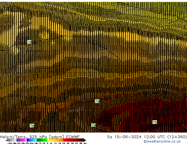 Yükseklik/Sıc. 925 hPa ECMWF Cts 15.06.2024 12 UTC