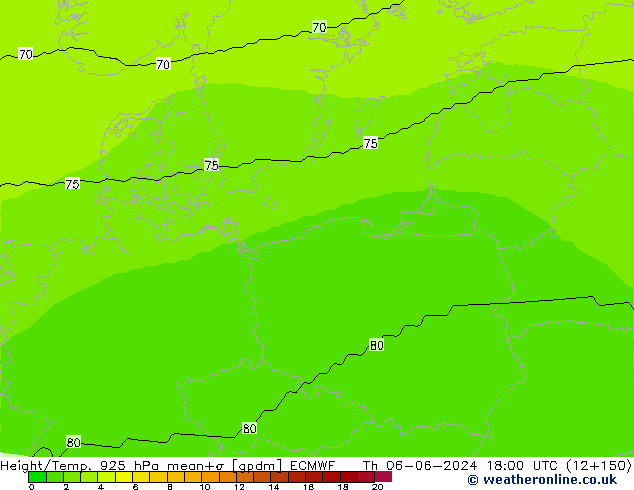 Height/Temp. 925 hPa ECMWF Čt 06.06.2024 18 UTC