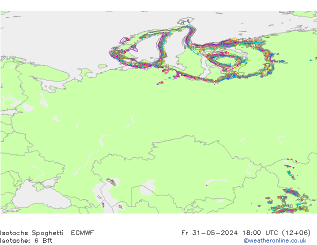 Isotachen Spaghetti ECMWF Fr 31.05.2024 18 UTC