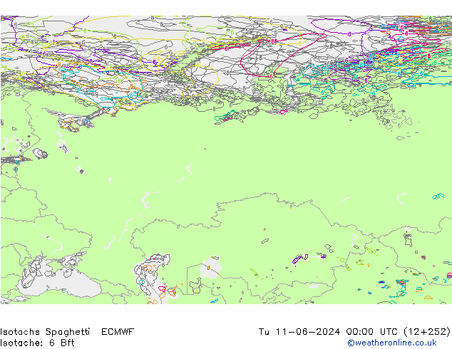 Isotachs Spaghetti ECMWF вт 11.06.2024 00 UTC