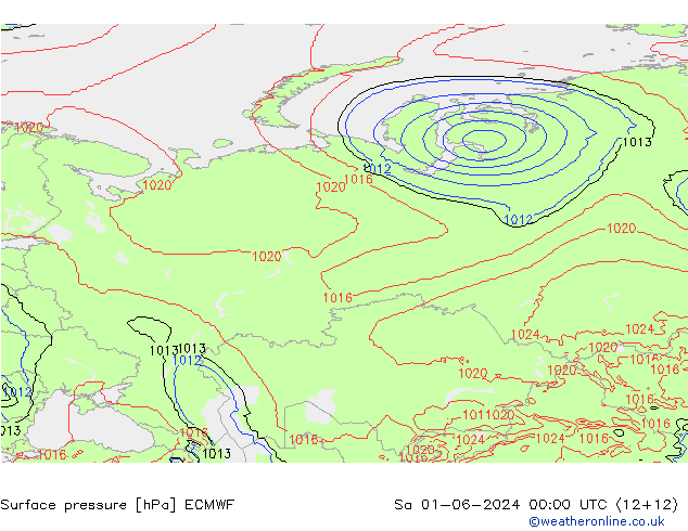 Atmosférický tlak ECMWF So 01.06.2024 00 UTC