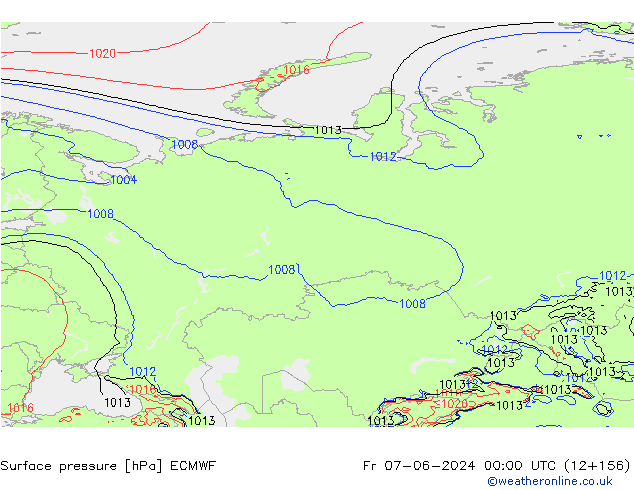 приземное давление ECMWF пт 07.06.2024 00 UTC