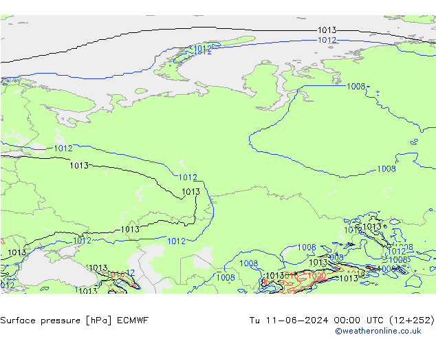 Bodendruck ECMWF Di 11.06.2024 00 UTC