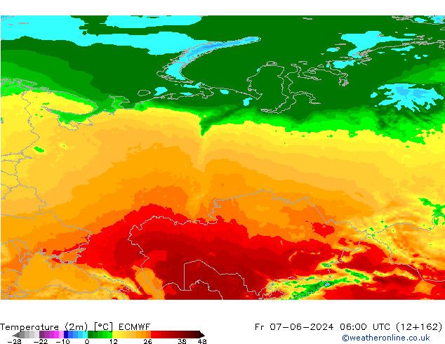 Sıcaklık Haritası (2m) ECMWF Cu 07.06.2024 06 UTC