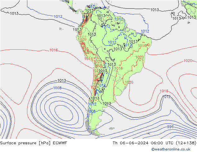 pression de l'air ECMWF jeu 06.06.2024 06 UTC