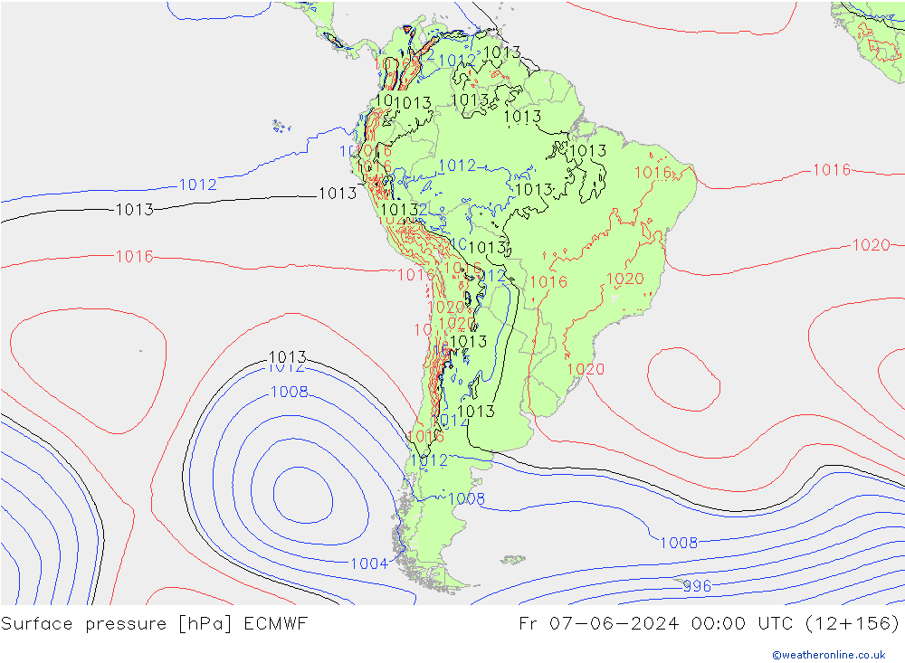 Surface pressure ECMWF Fr 07.06.2024 00 UTC